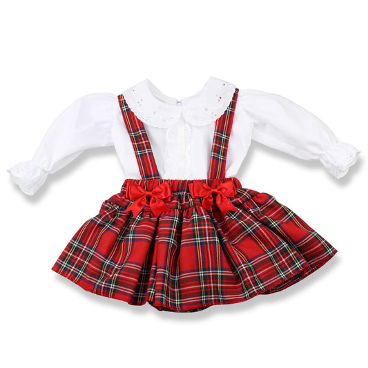 Baby Girl Red Tartan Outfit - Blouse and Jam Pants Dress