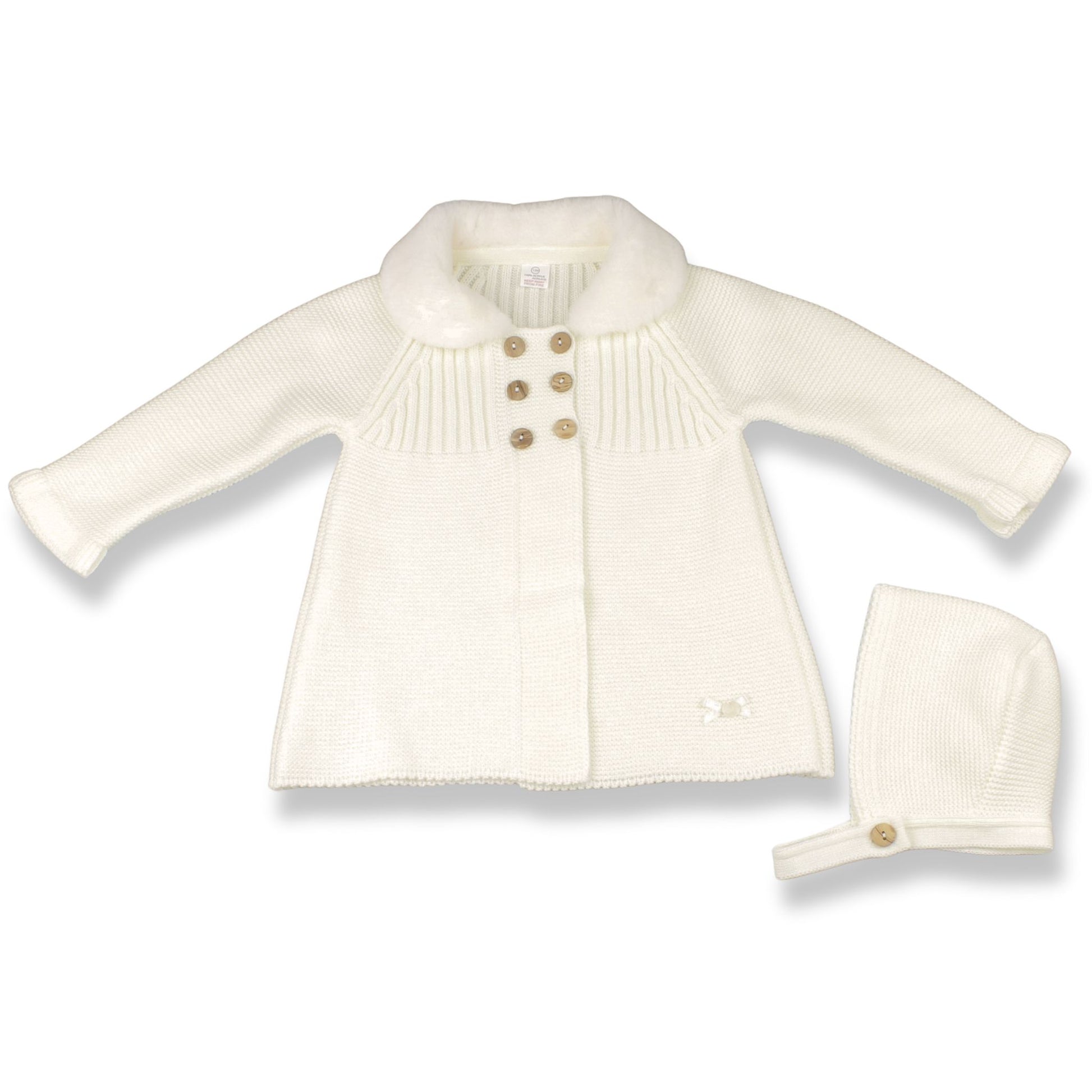 baby Girls Cream Jacket and bonnet