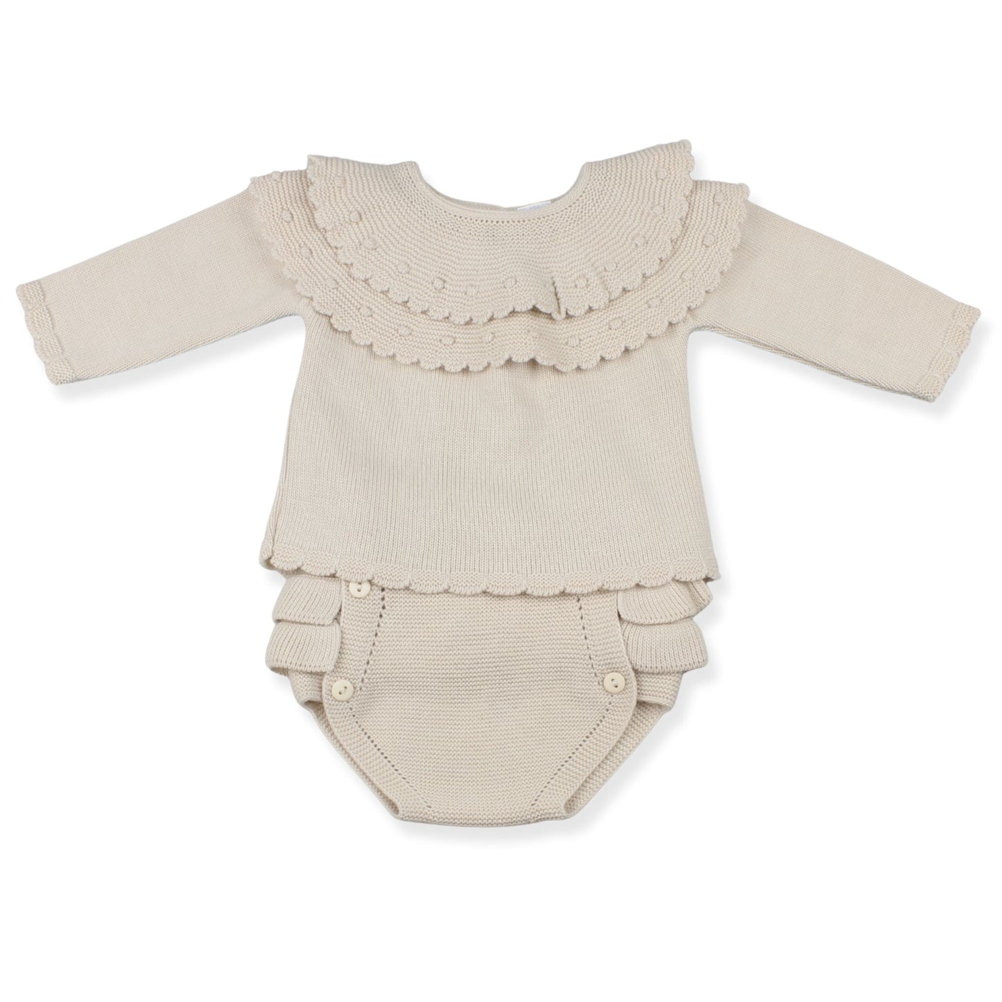 knitted baby girl beige outfit