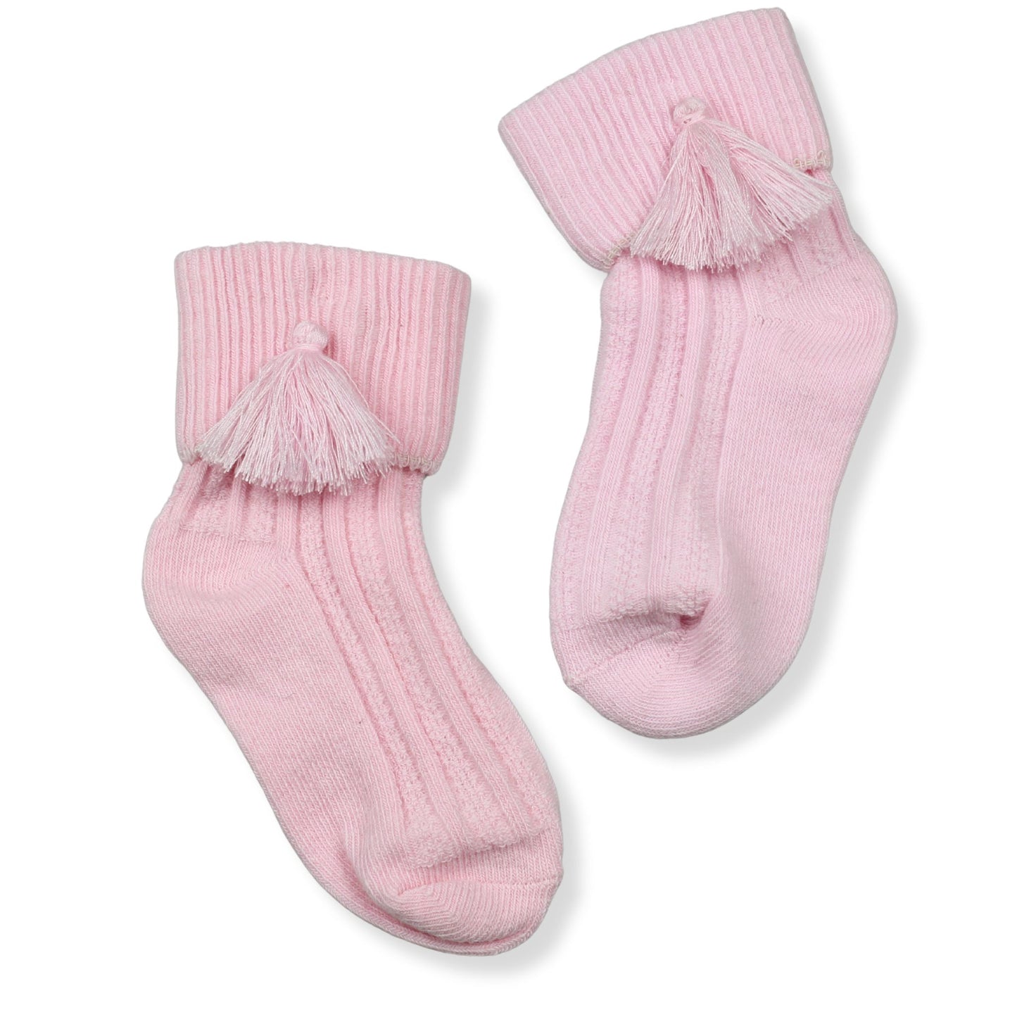 Baby Girl Pink Ankle Socks with Tassels - SALE