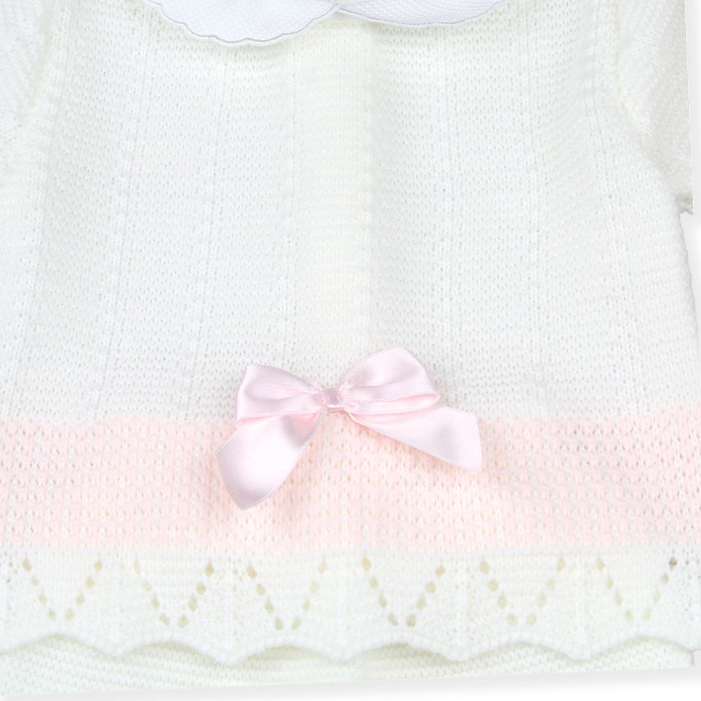White and Pink Knitted Baby Girls Set | Made in Portugal | Newborn to 3 Months