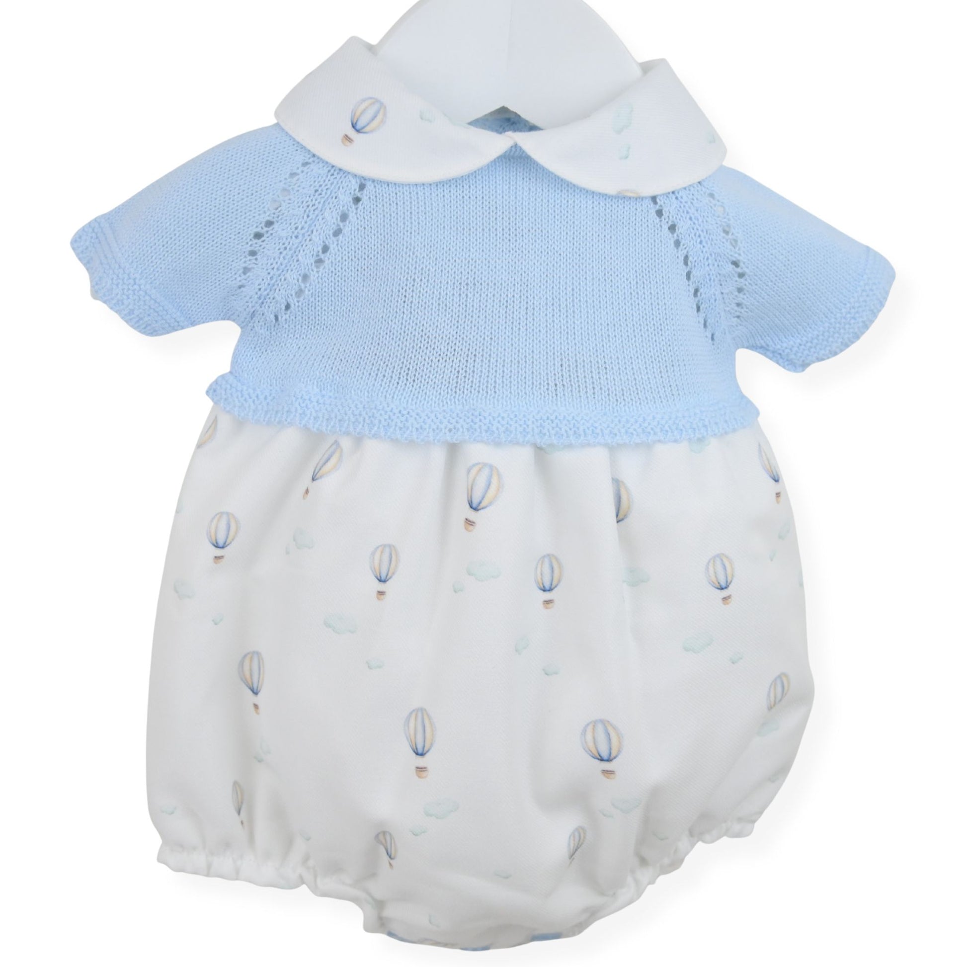 Pex baby boys blue knitted hot air balloon romper for newborn to 6 months