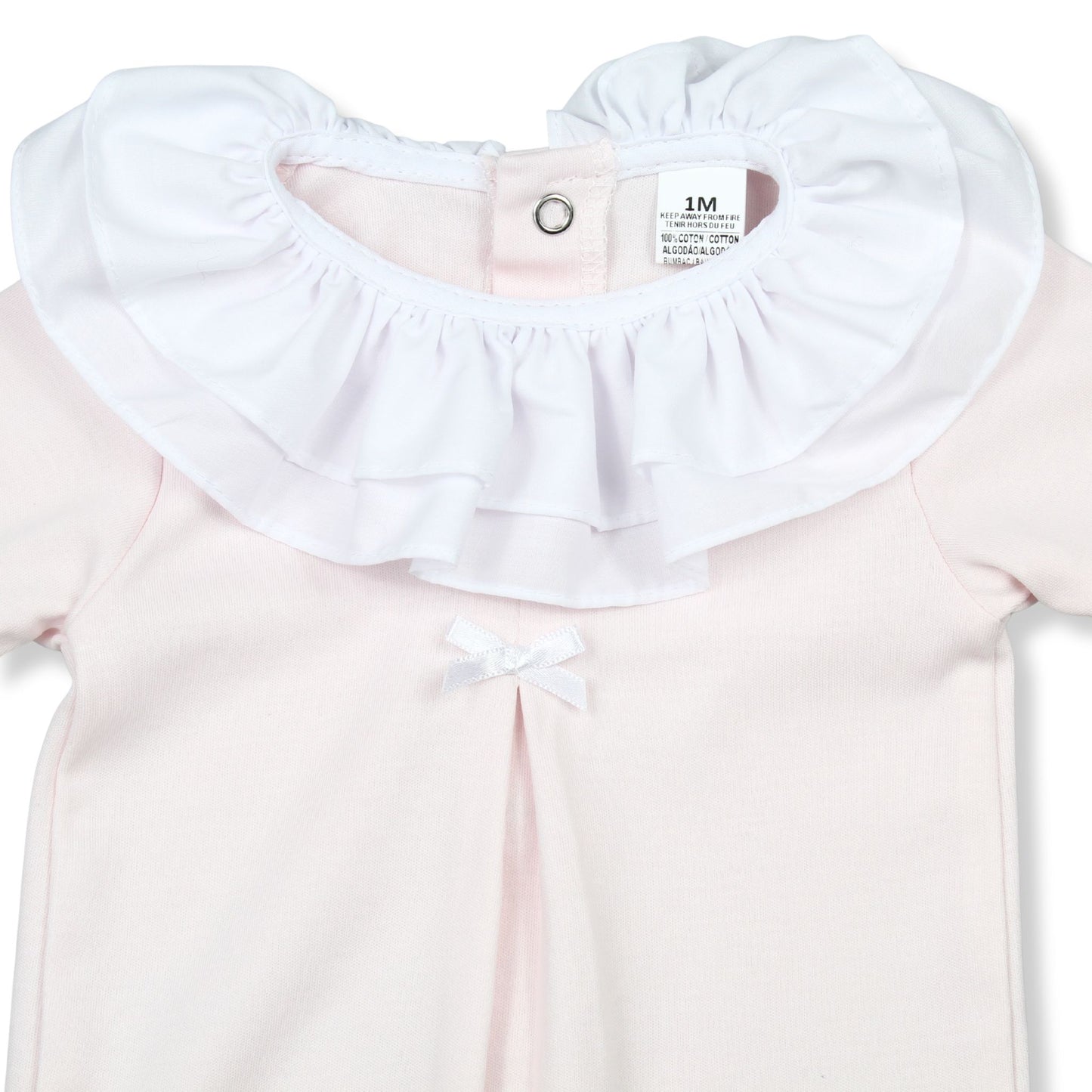 Baby Girls Pale Pink Frill Collar Sleepsuit – Star Collection