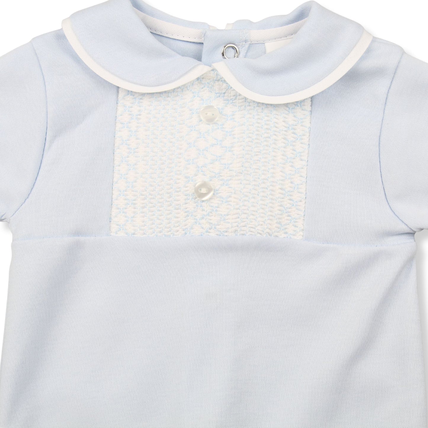 Baby Boys Blue Smocked Sleepsuit – Star Collection
