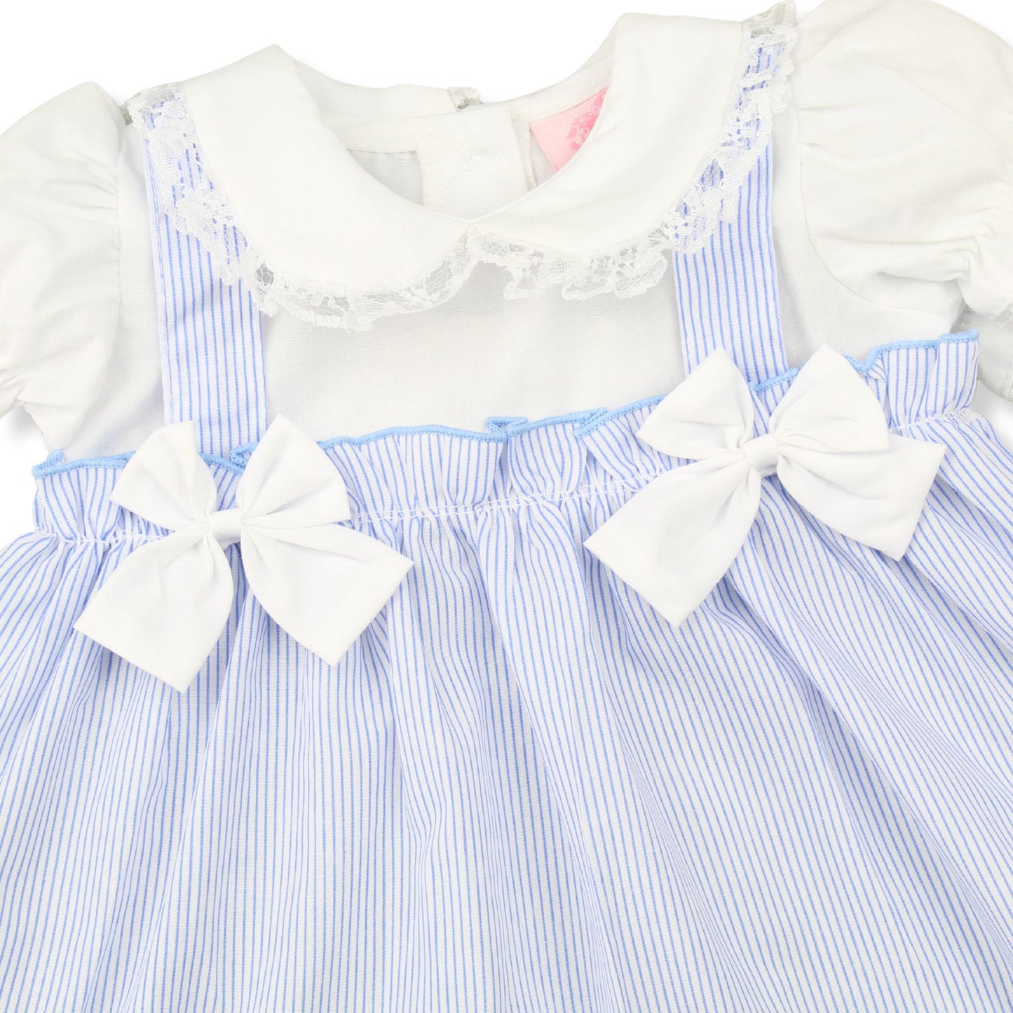 Girls Blue Stripe Dress, Knickers & Headband Set
