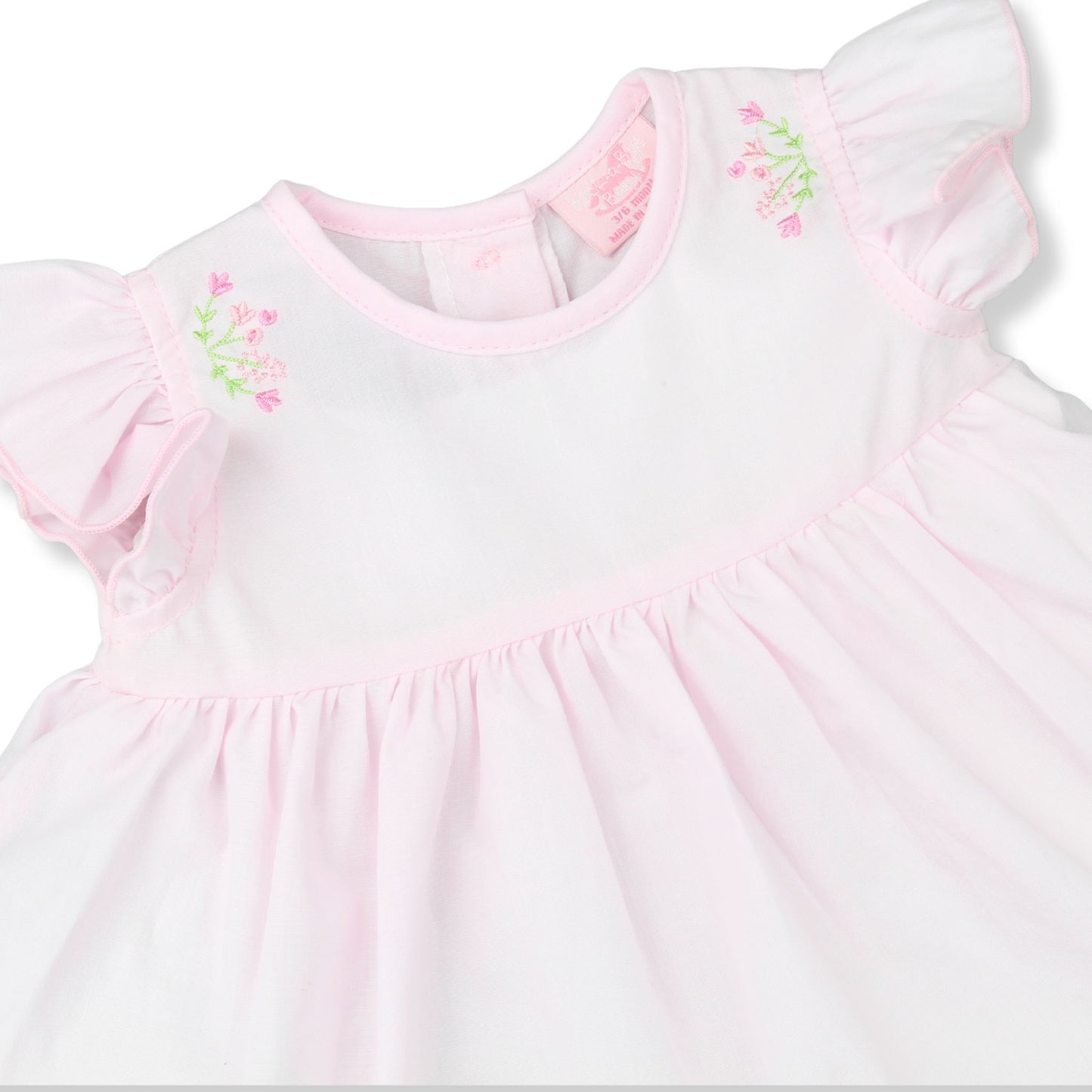 Baby Girls Pink Floral Dress, Bloomers & Headband – 3 Piece Outfit