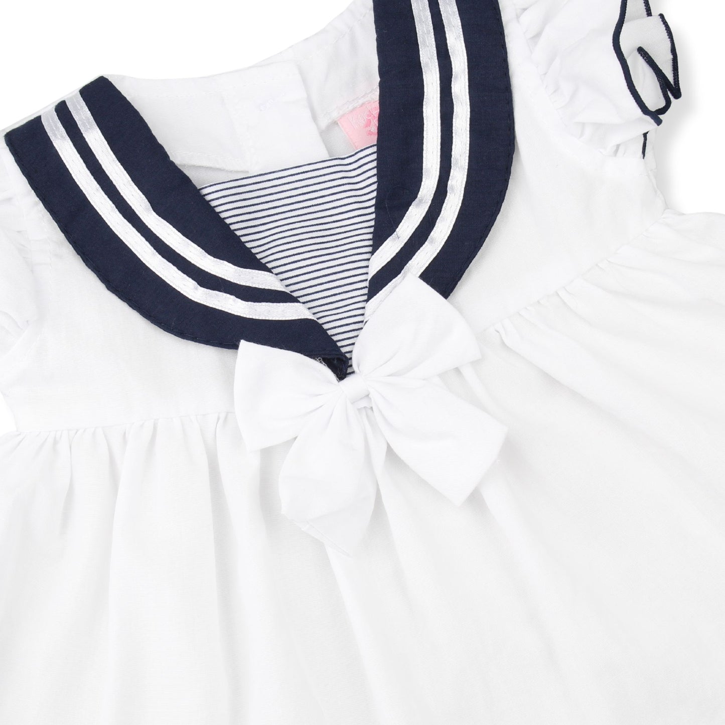 Baby Girls Navy & White Sailor Dress, Bloomers & Headband – 3 Piece Outfit