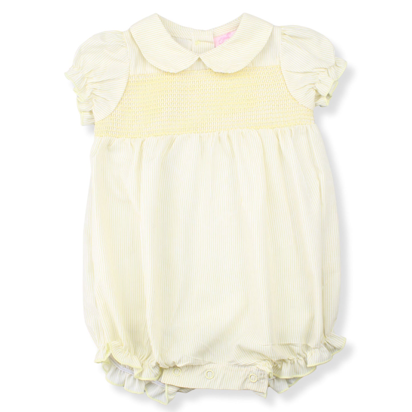 Baby Girls Yellow Stripe Smocked Romper