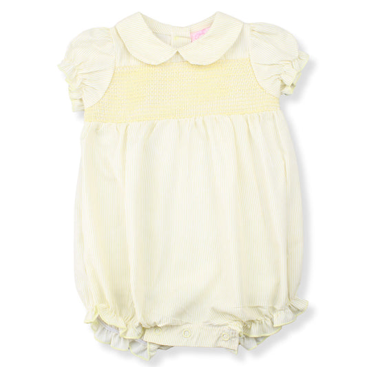 Baby Girls Yellow Stripe Smocked Romper