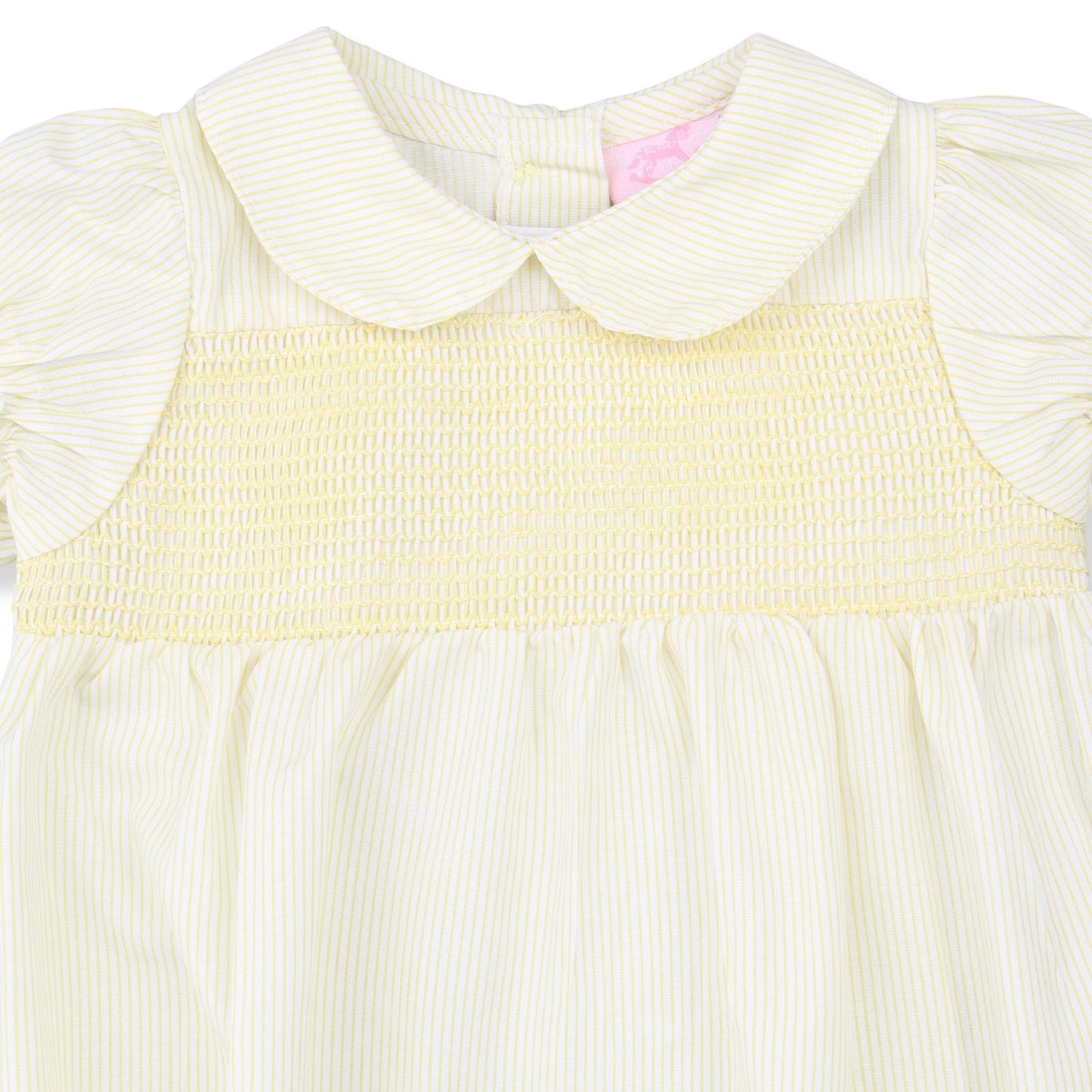 Baby Girls Yellow Stripe Smocked Romper