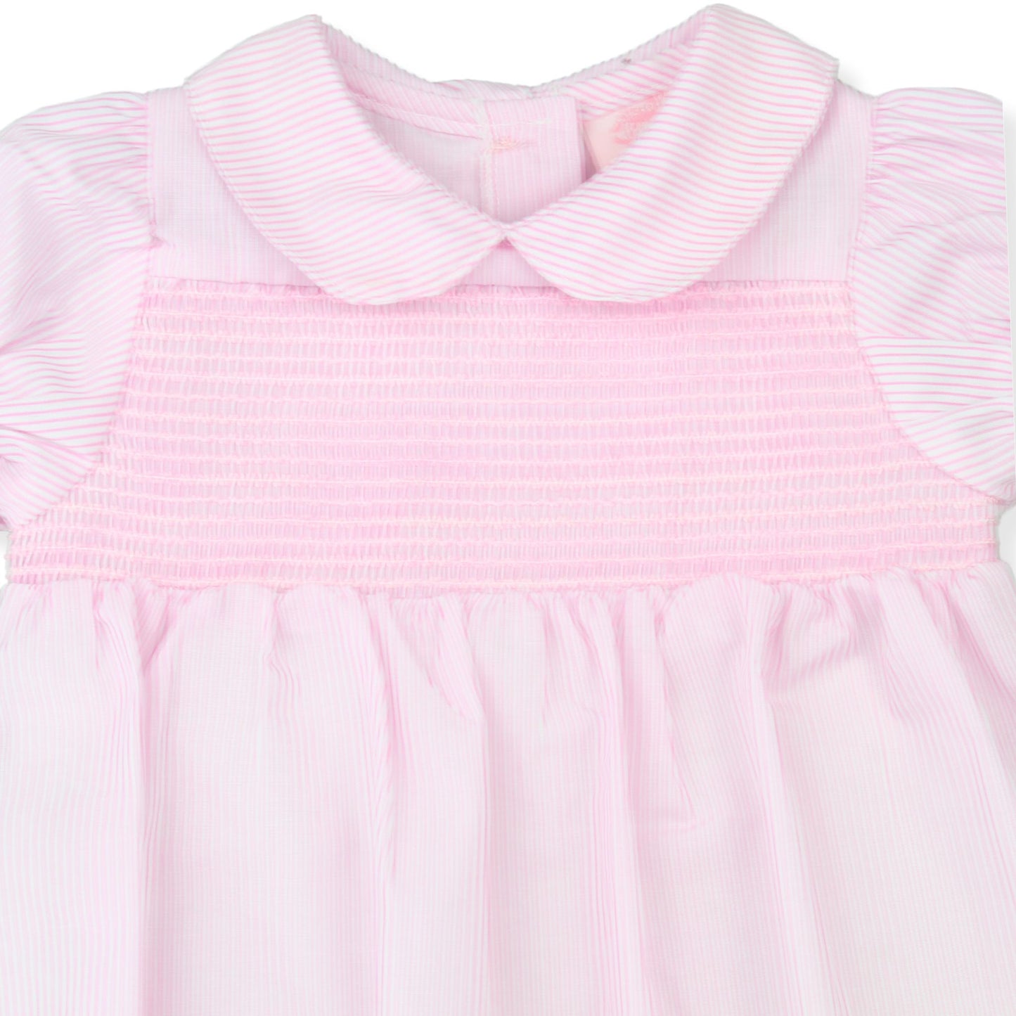 Baby Girls Pink Striped Smocked Romper