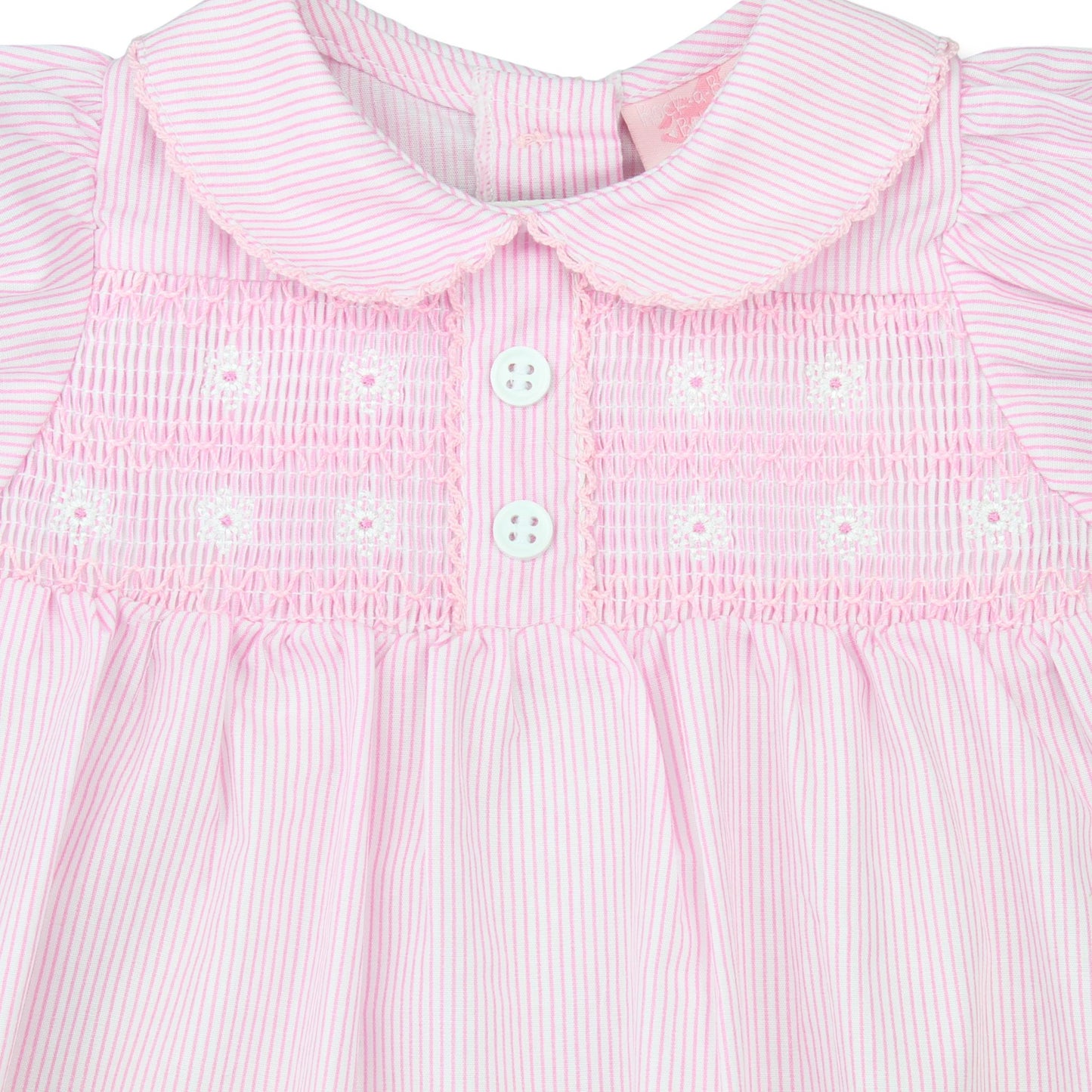 Baby Girls Pink Smocked Stripe Romper