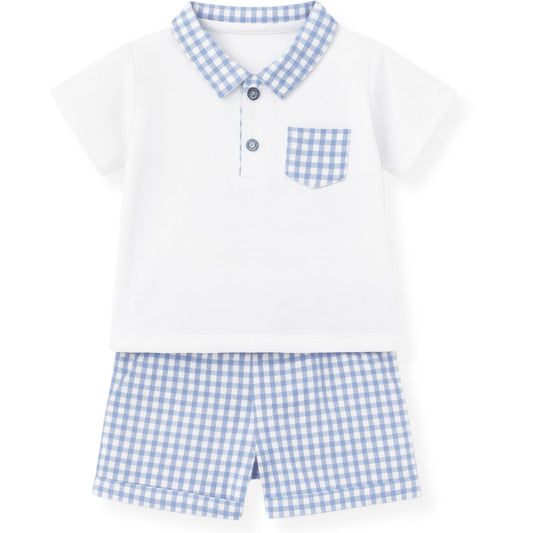 Kleo Kids Baby Boys Blue Gingham Shorts Set – Made in Portugal