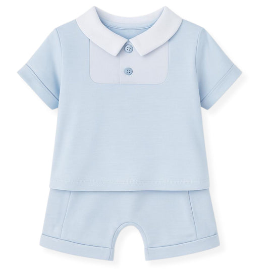 Kleo Kids Baby Blue Shorts Set with Collar – Made in Portugal
