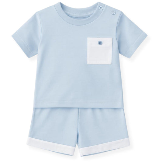 Baby boys blue shirt and shorts set