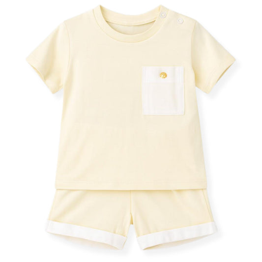 Baby boys lemon yellow shorts and shirt set