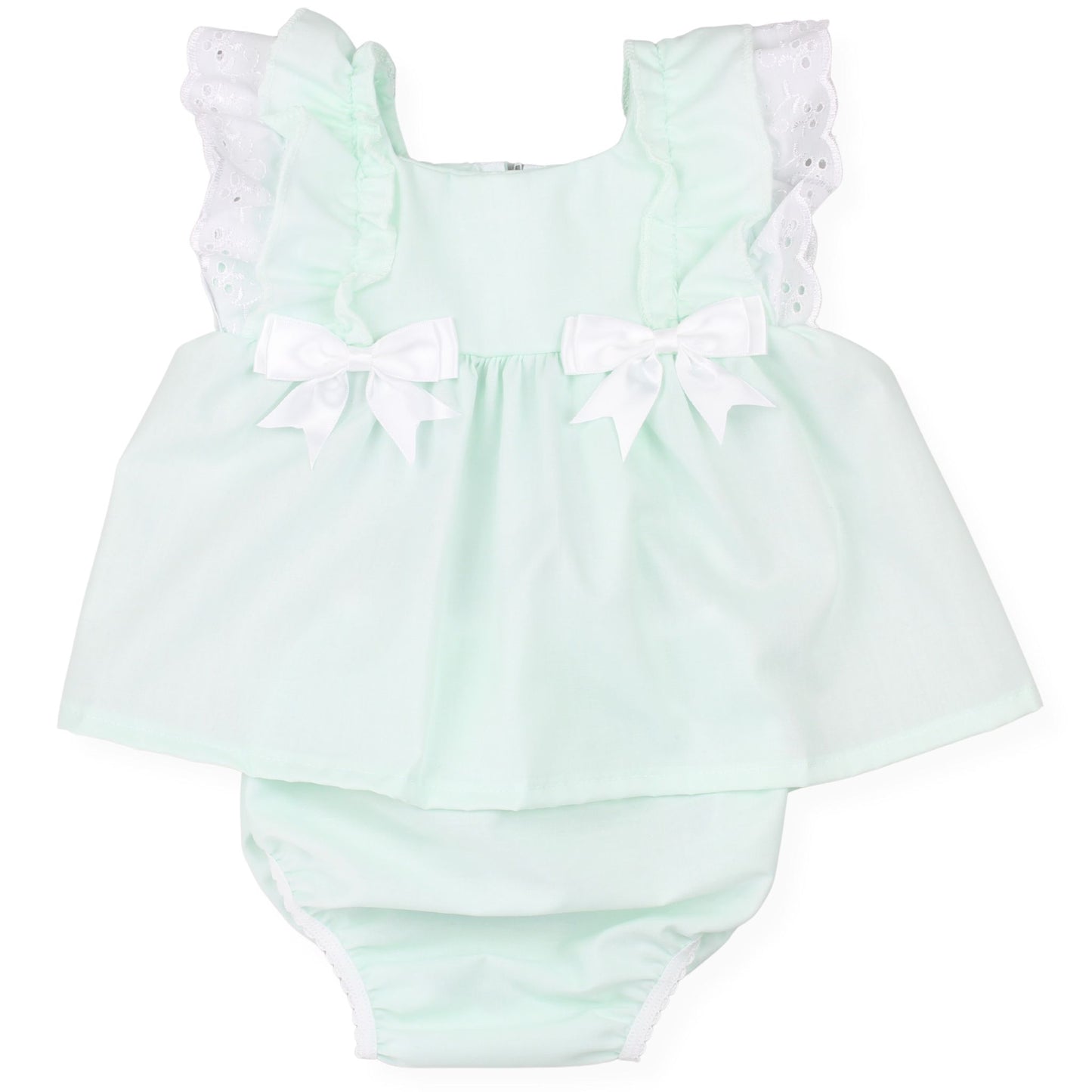 Baby girls mint dress with bloomers