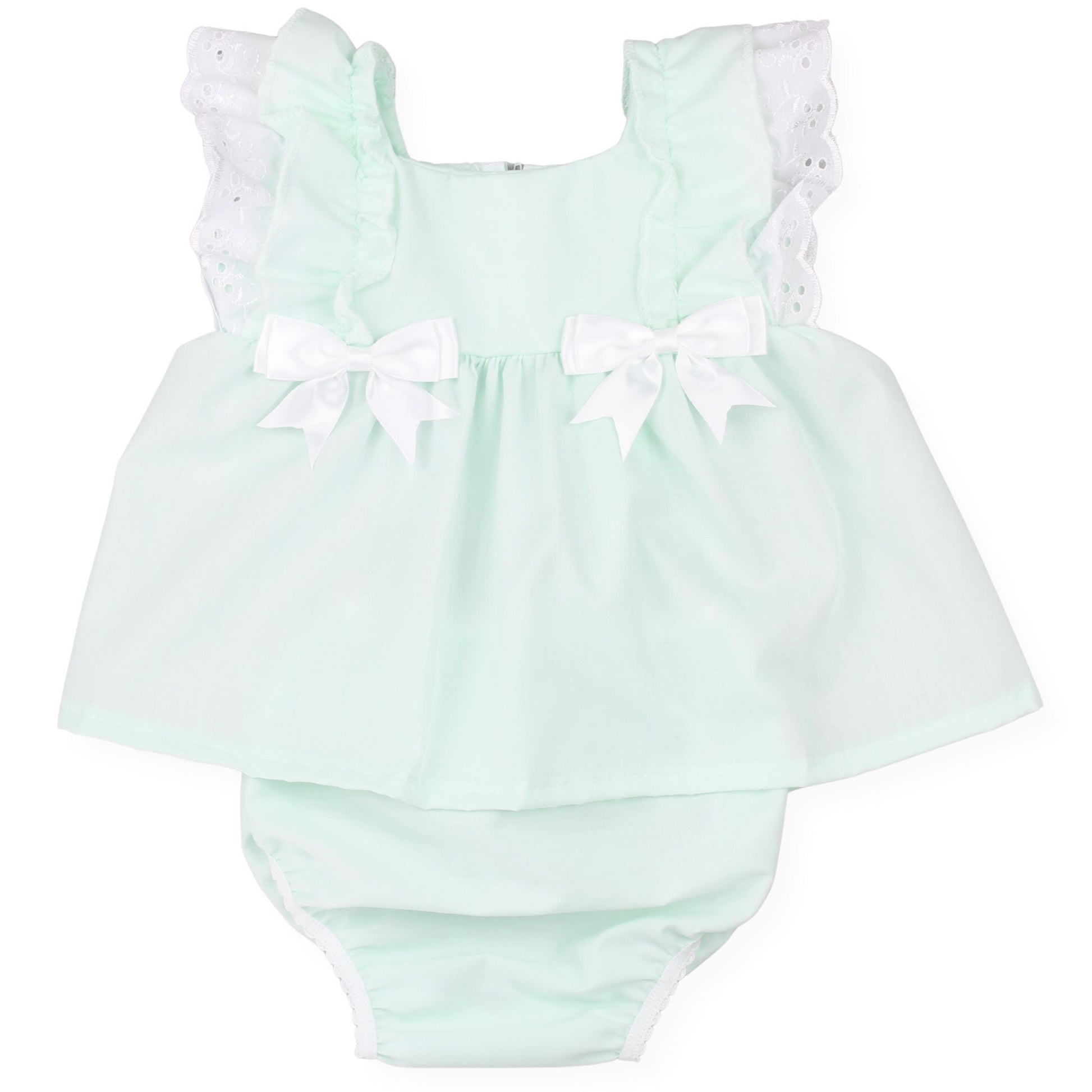 Baby girls mint dress with bloomers