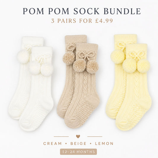 Boys Pom Pom Sock Bundle - 3 Pairs for £4.99 (12-24 Months)