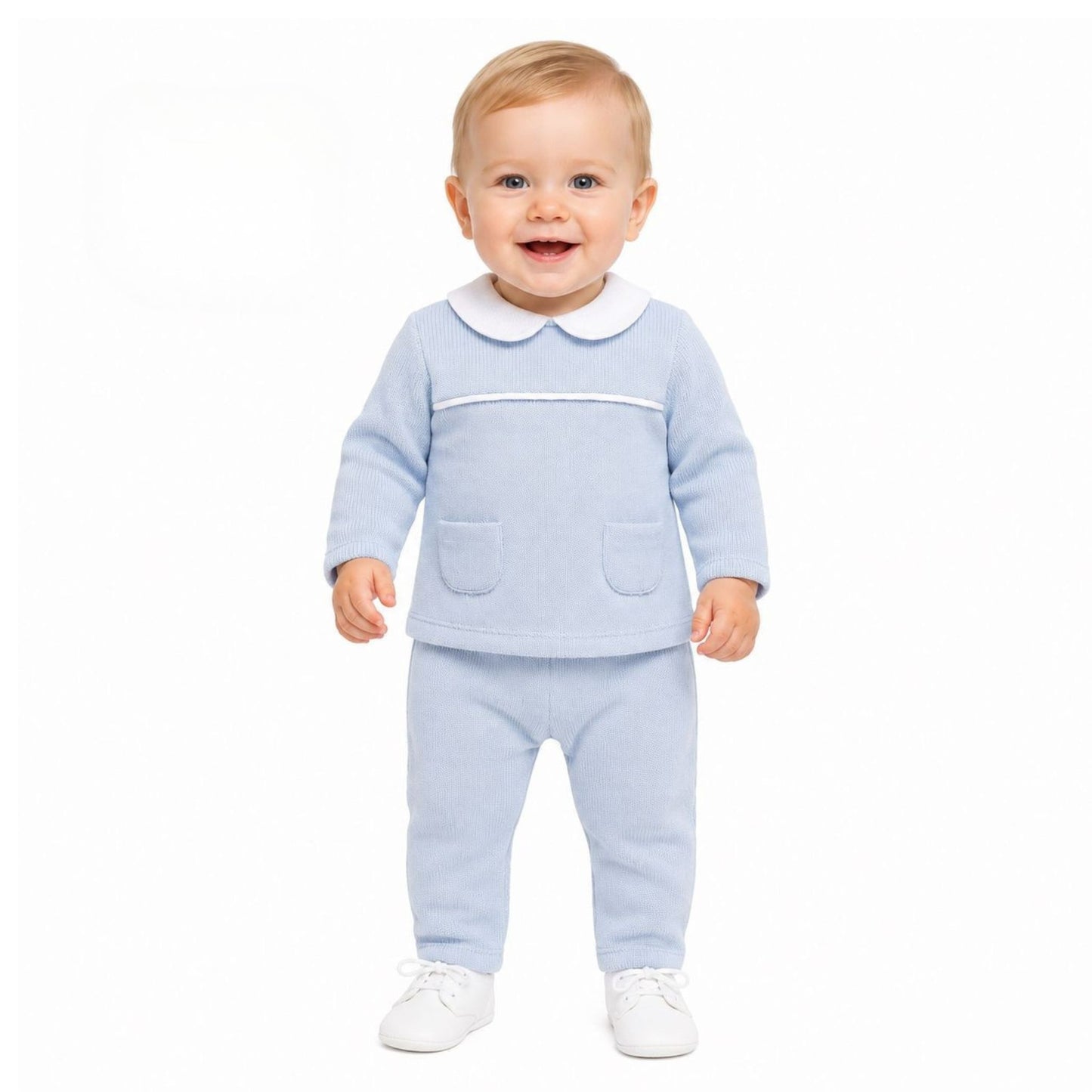 Kleo Kids Baby Boys Blue Two Piece Outfit with White Collar