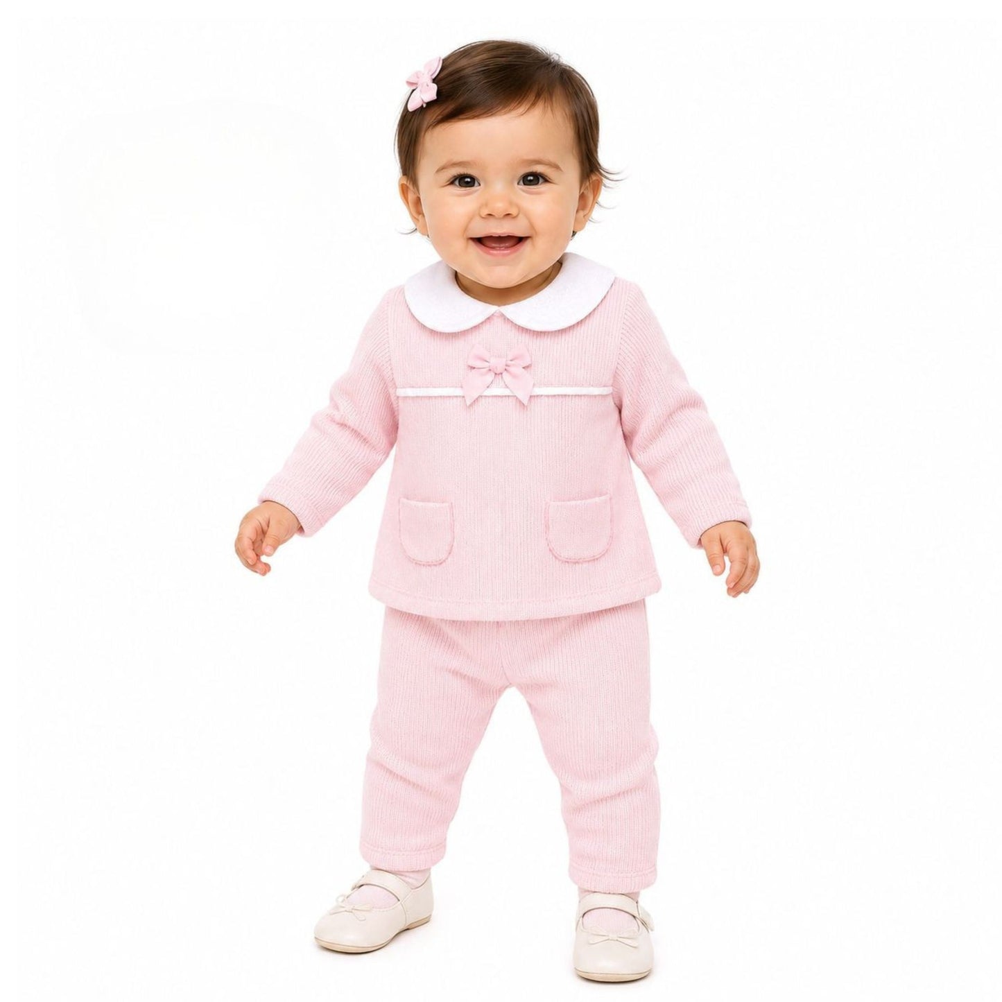 Kleo Kids Baby Girls Pink Two Piece Outfit with Bow