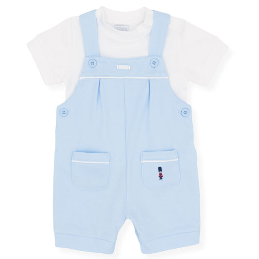 Baby boys outfit in blue with white shirt and soldier detail