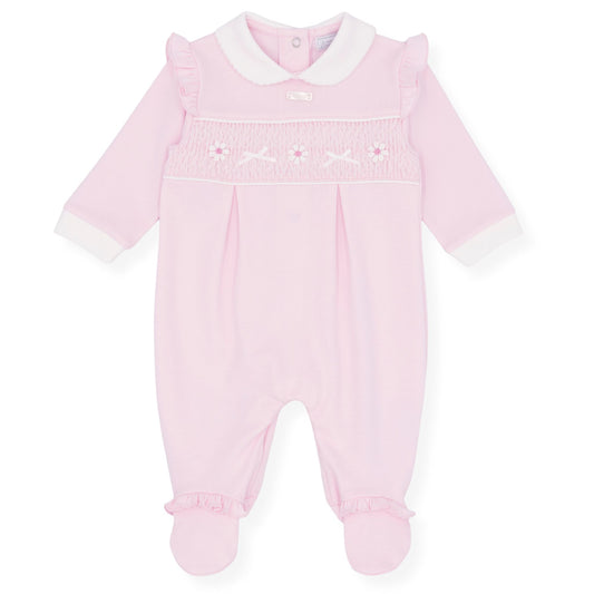 Amore Baby Girls Pink Bow & Flower Sleepsuit (0–9 Months)
