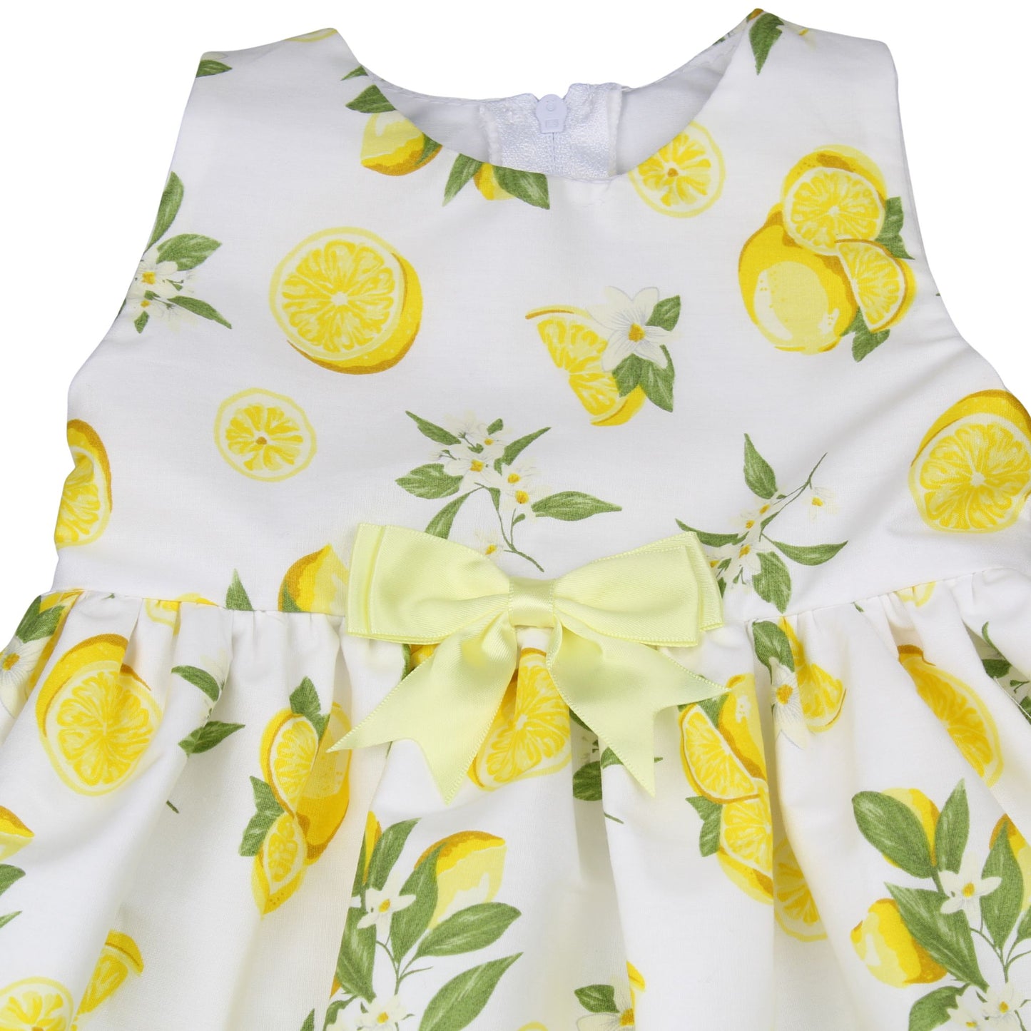 Baby Girl Lemon Print Summer Dress with Bow – 3-6 Months to 3-4 Years