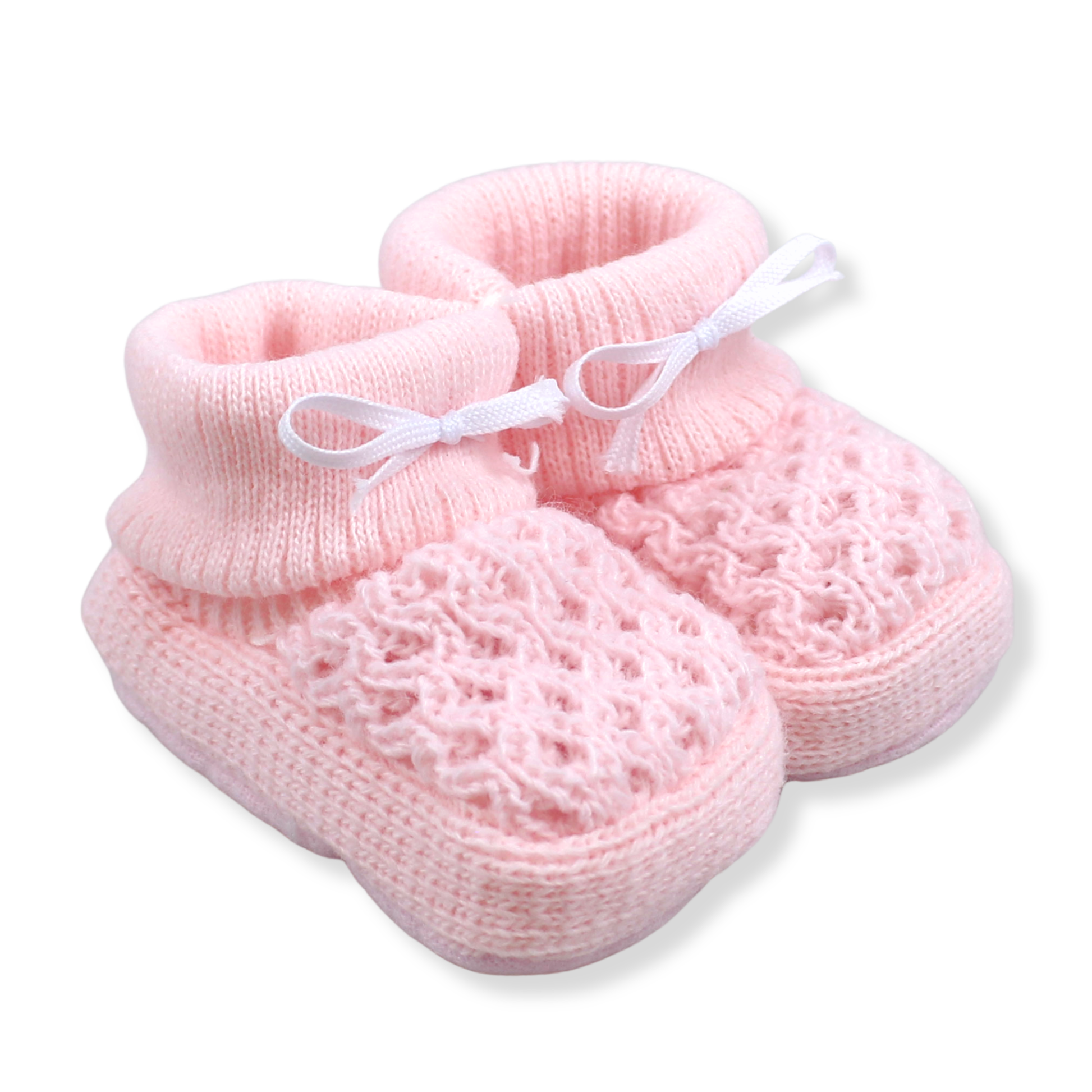 baby girls knitted pink booties