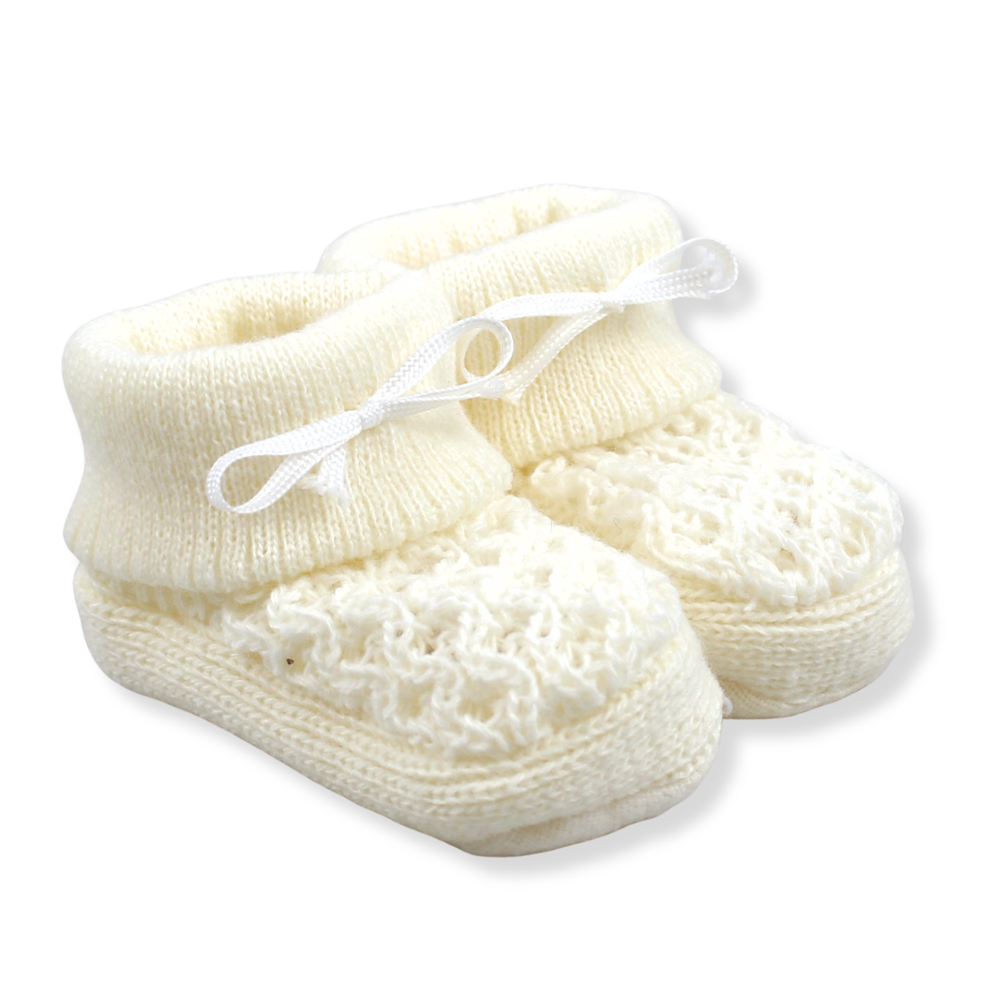 Baby cream knitted booties