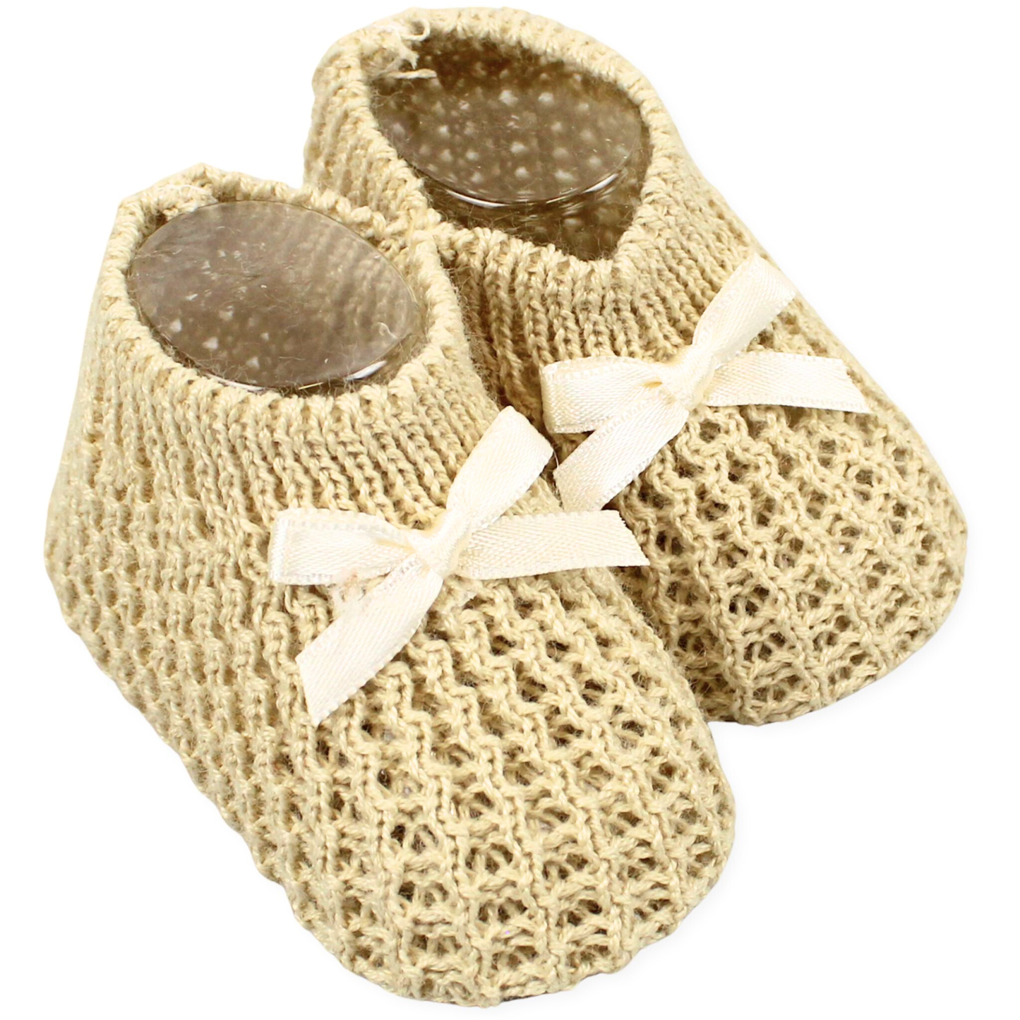 baby knitted booties beige