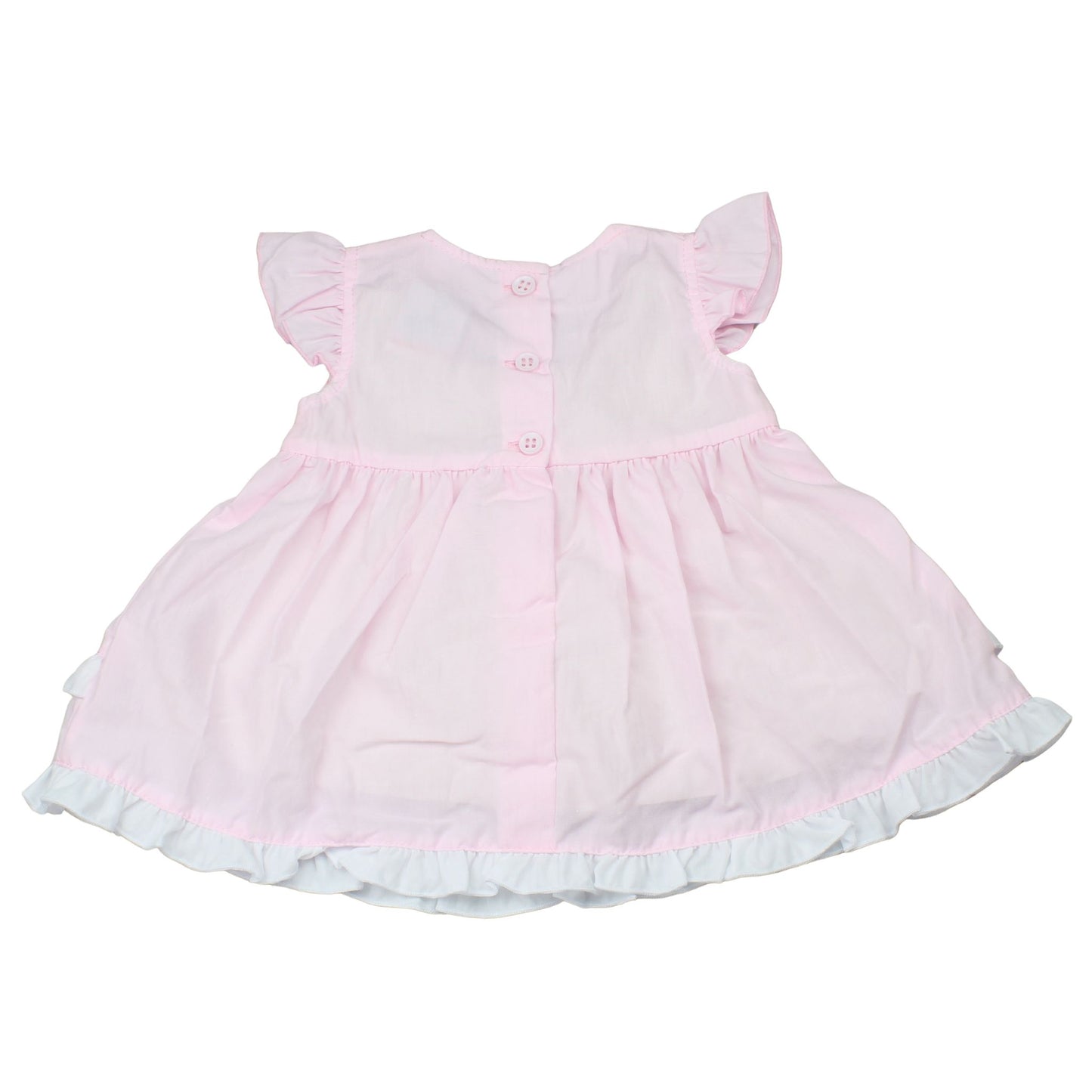Baby Girl Pink Smocked Dress with Frills, Headband & Knickers
