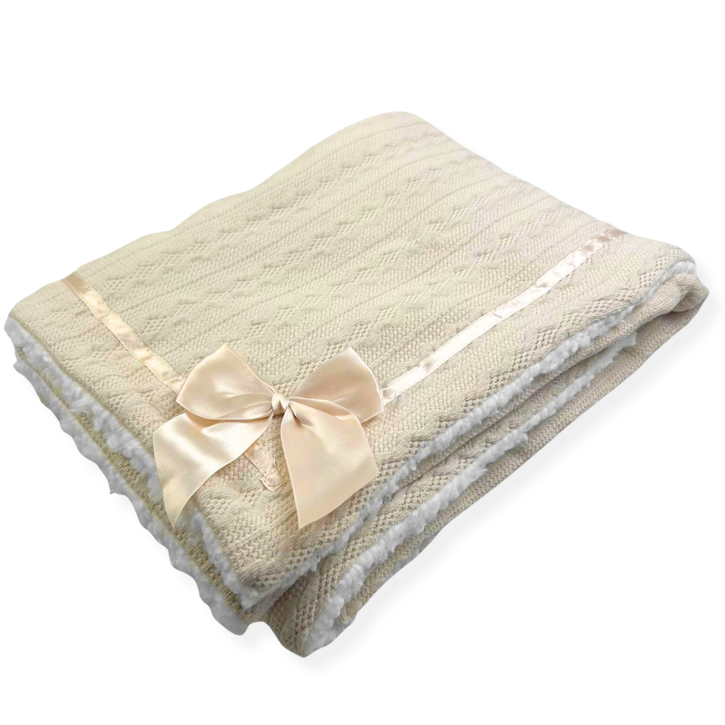 unisex knitted baby beige blanket
