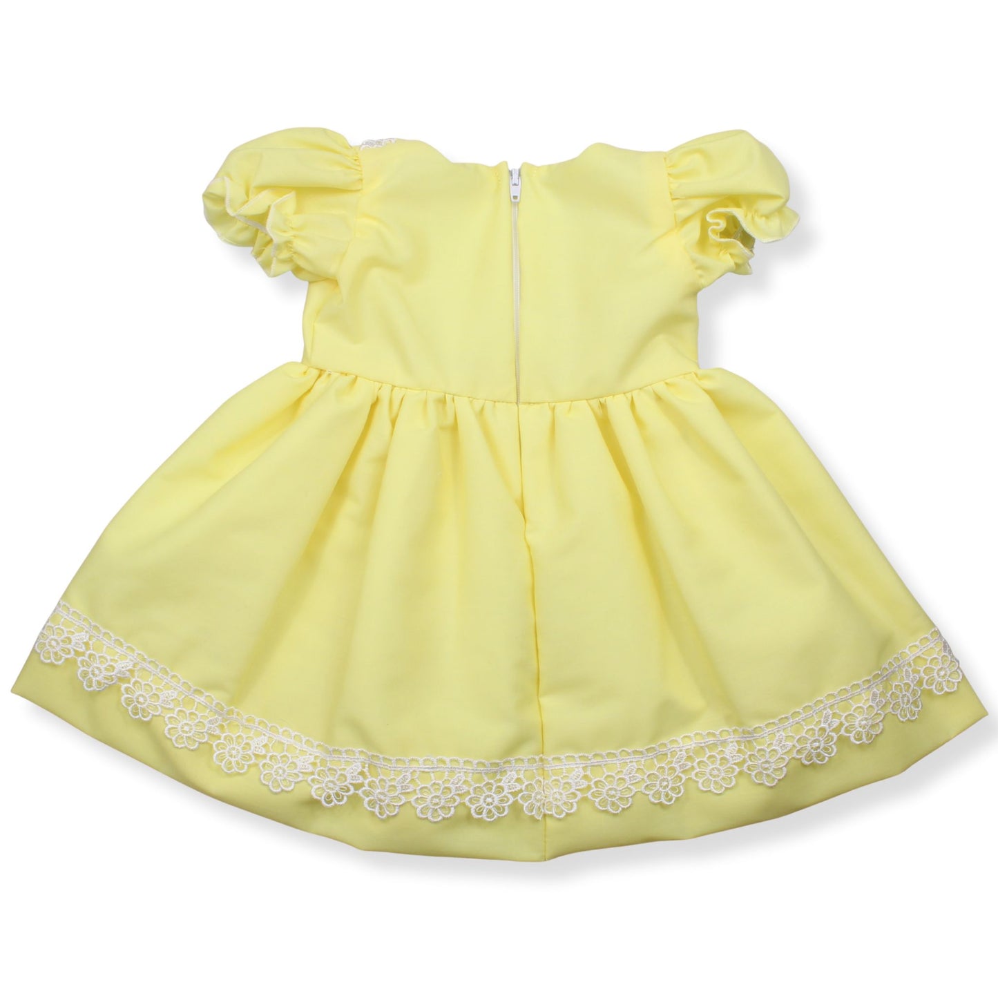 Baby Girls Yellow Lace Trim Summer Dress – UK Made