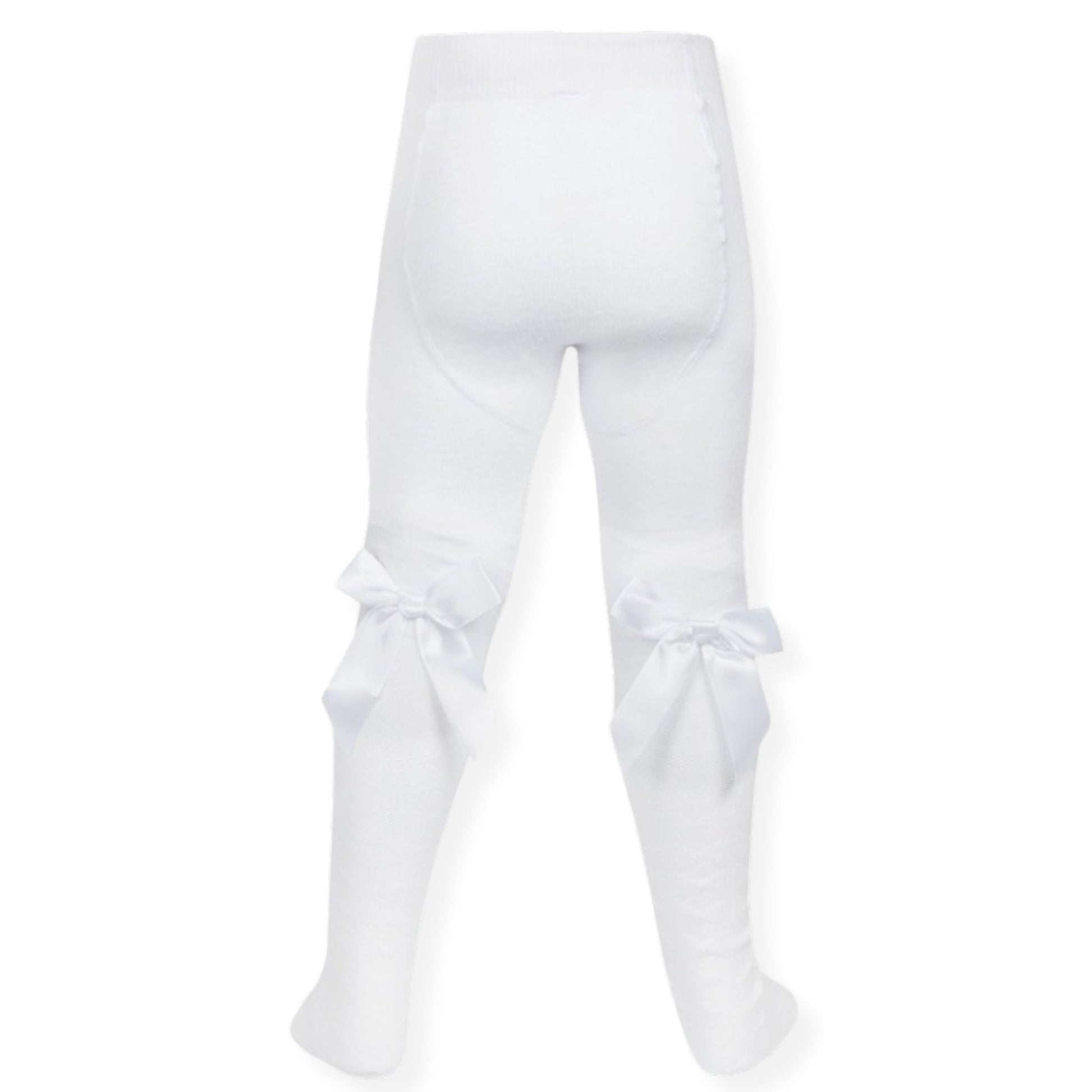 white baby girls tights with bows