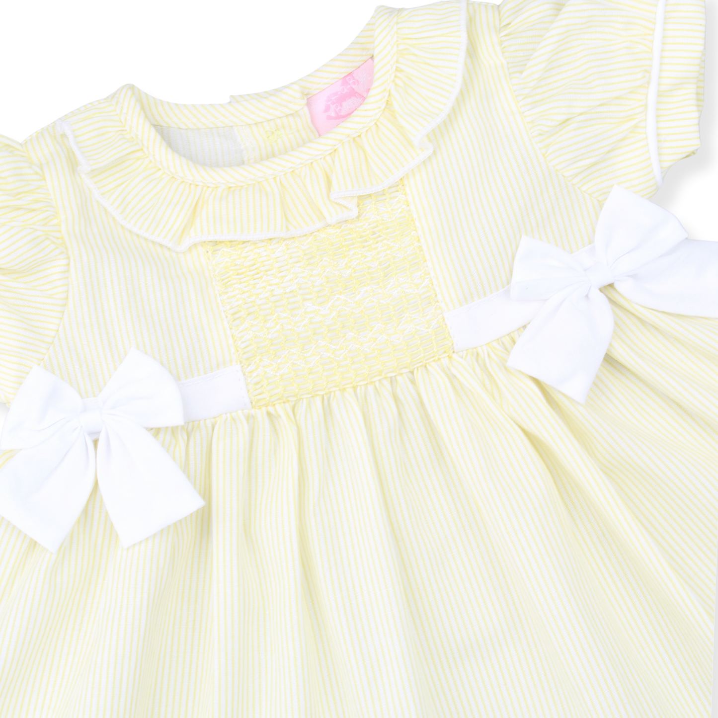 Baby Girls Yellow Striped Dress, Bloomers & Headband – 3 Piece Outfit