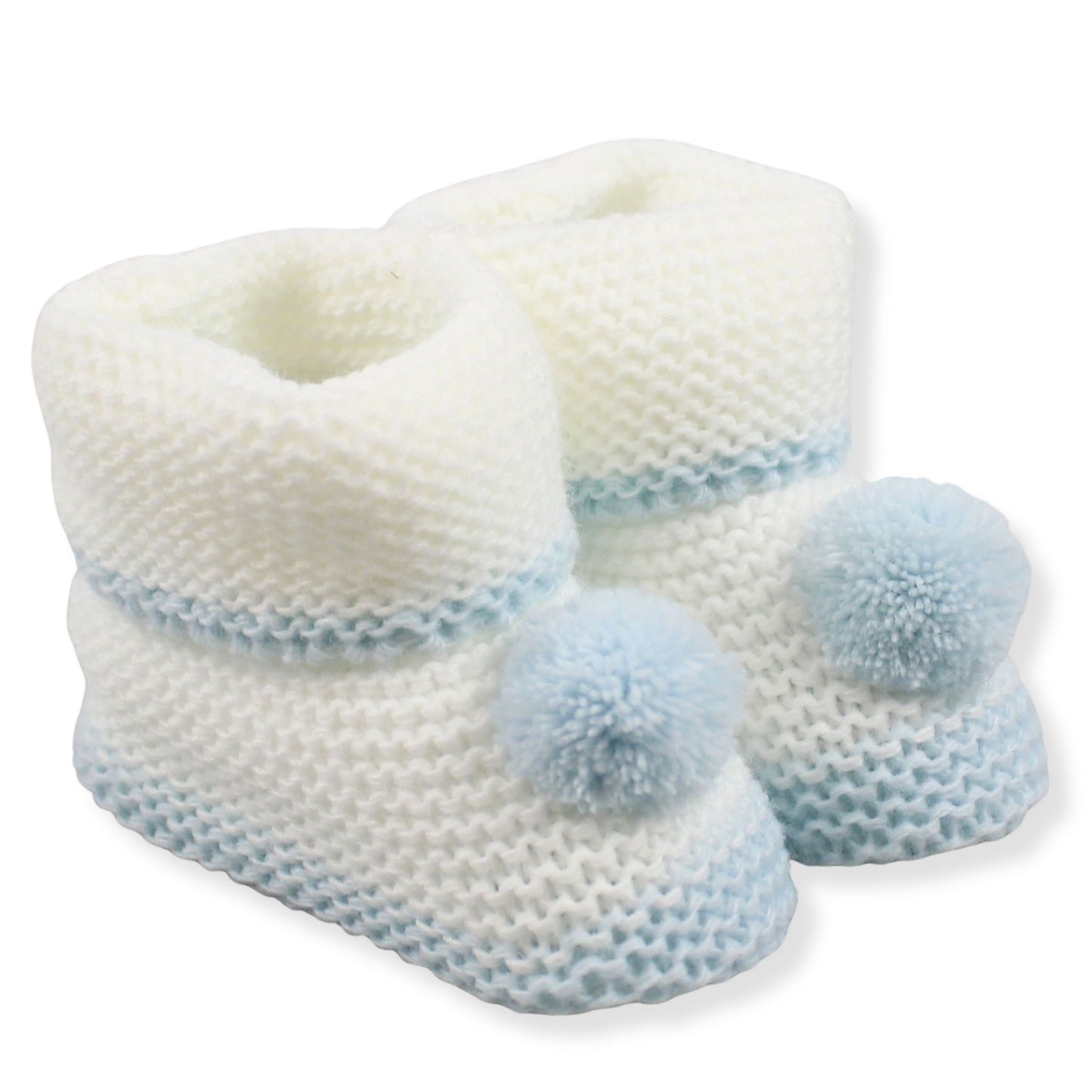 White and blue baby booties
