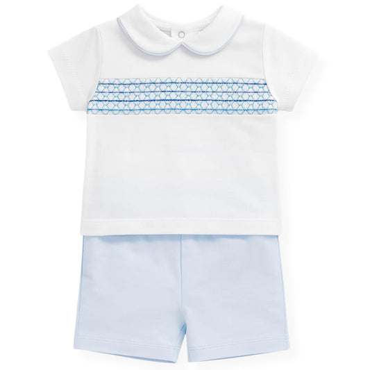 Kleo Kids Baby Boys Blue Smocked Two Piece Outfit