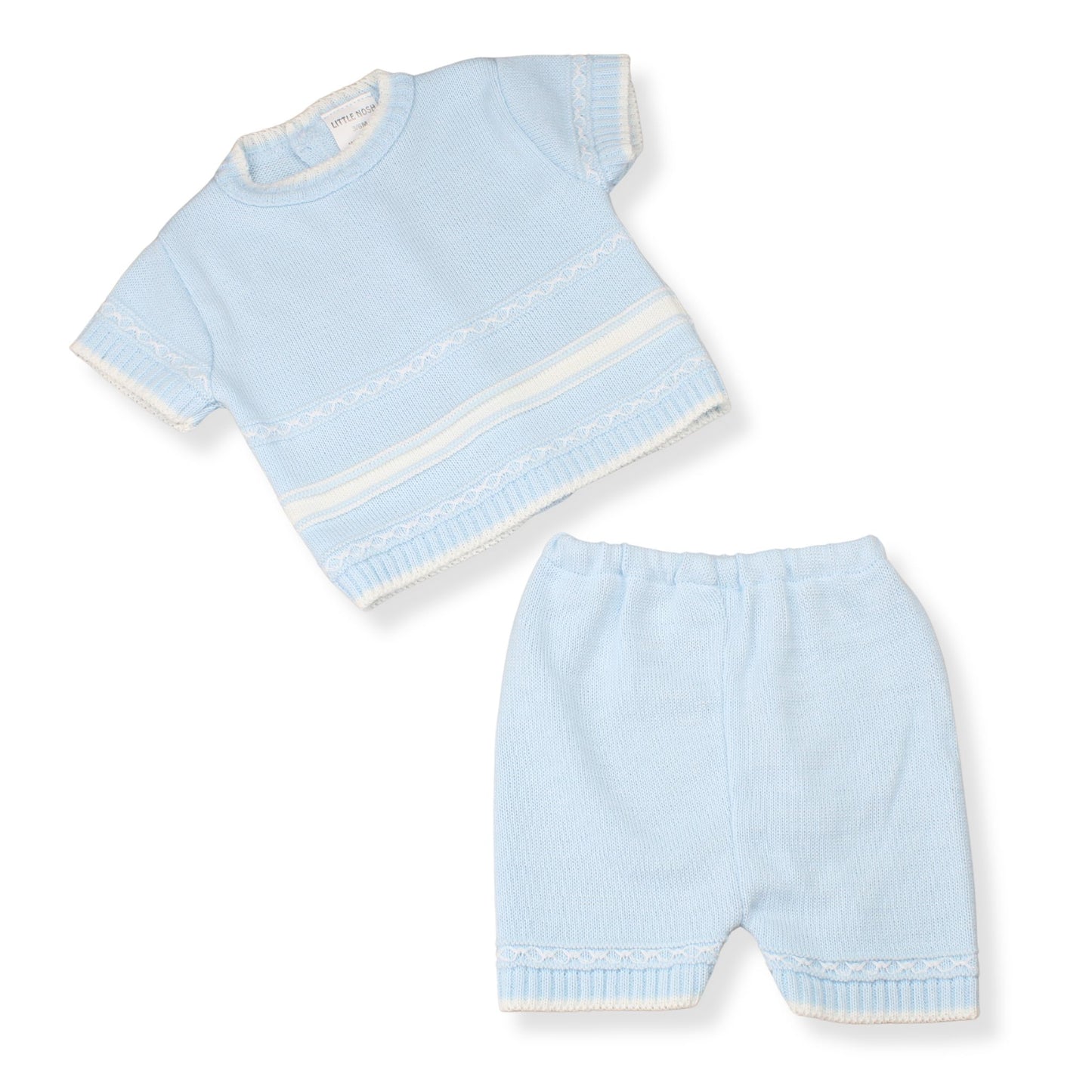 Little Nosh Baby Boys Blue Knitted Top & Shorts Set (0–9 Months)