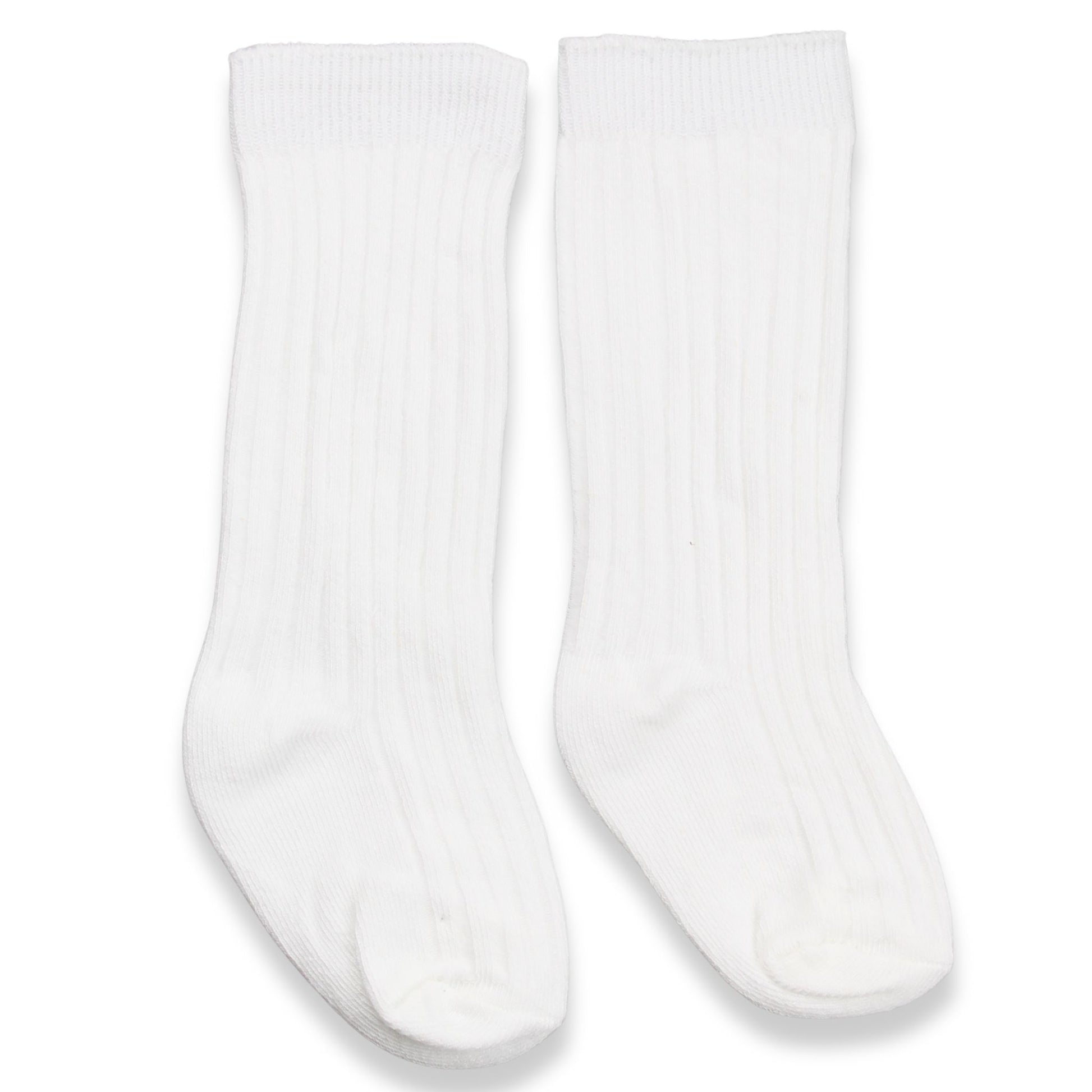 Pair of white socks on a white background