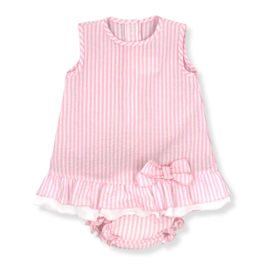 Rapife Baby Girls Pink Stripe Dress & Bloomers Set