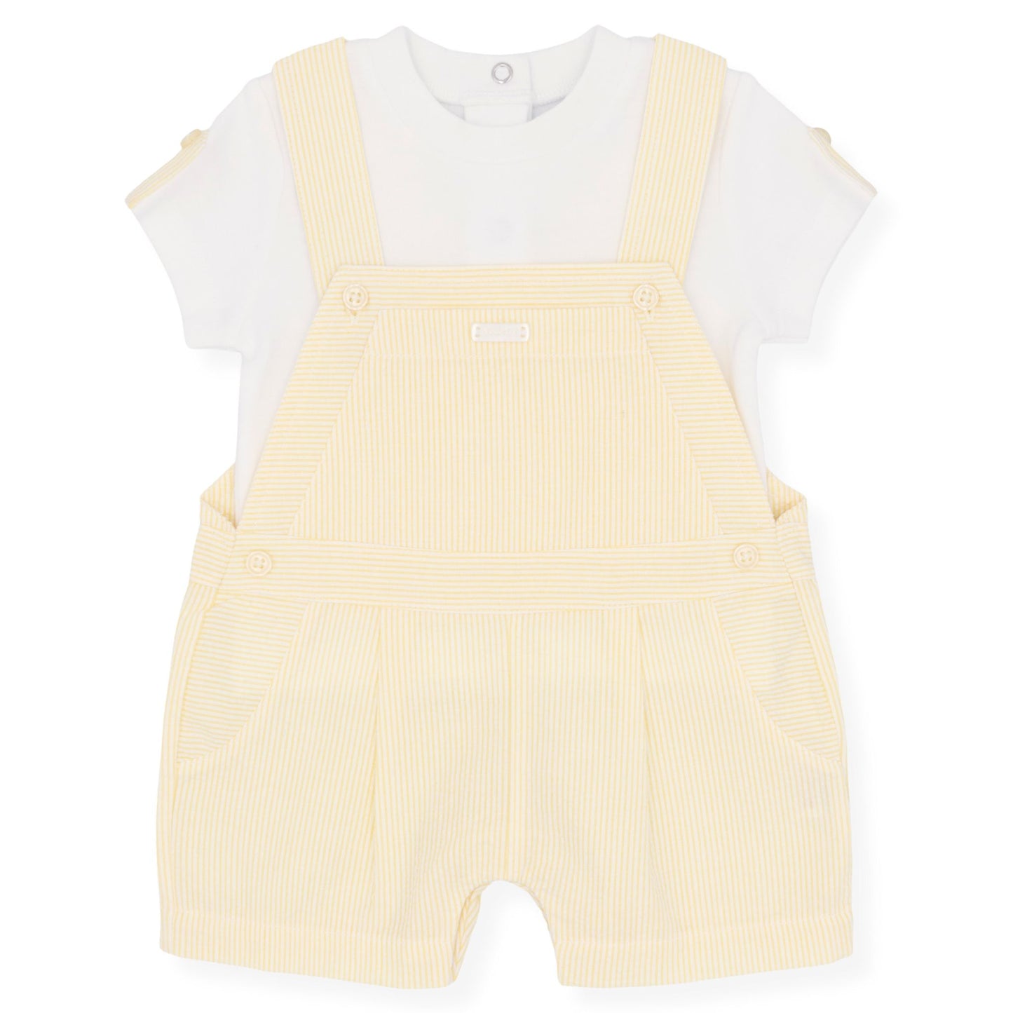 Amore Baby Boy Lemon Yellow Dungaree Short Set – 2-Piece Summer Outfit