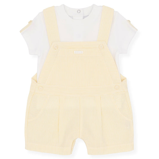 Amore Baby Boy Lemon Yellow Dungaree Short Set – 2-Piece Summer Outfit