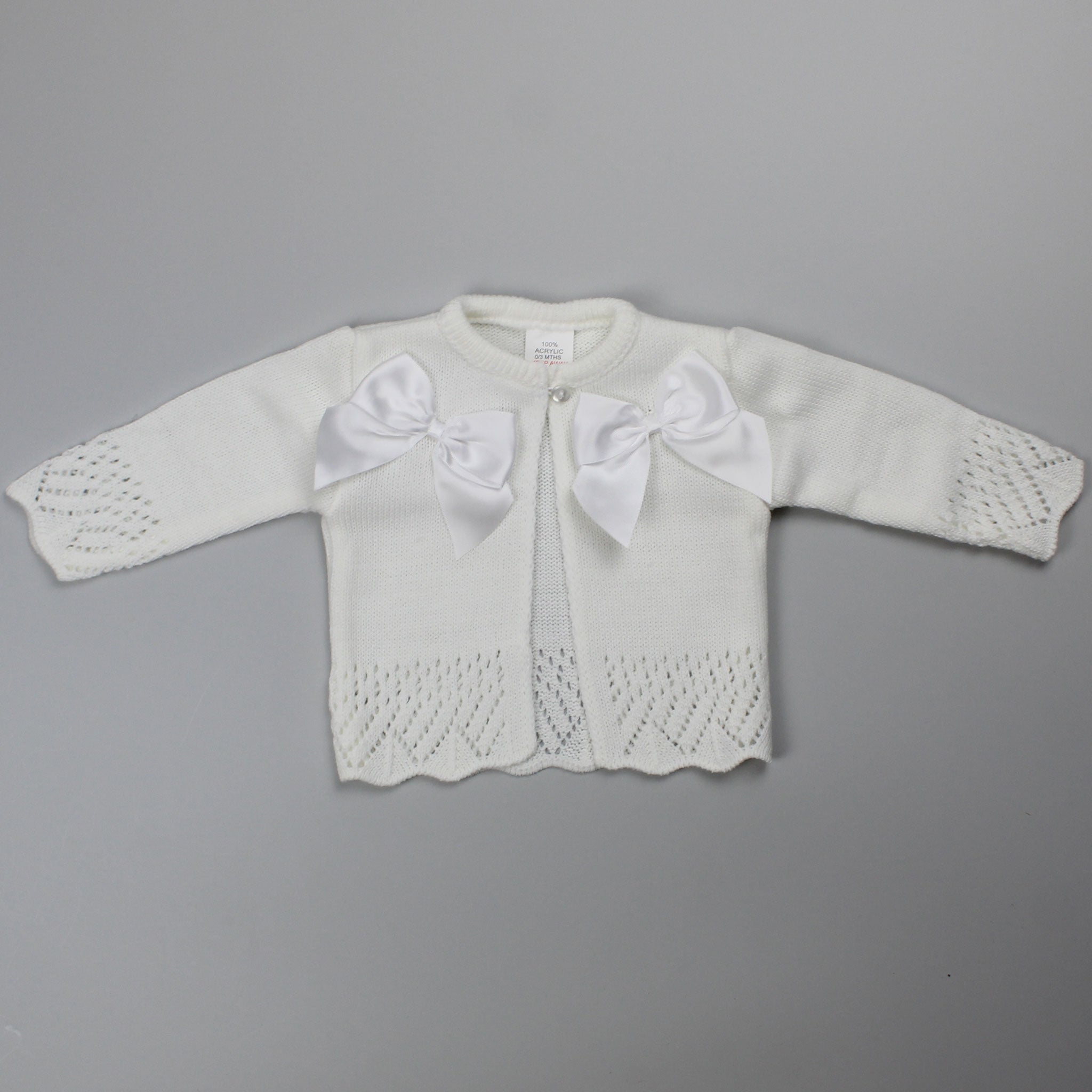 Baby Girls White Cardigan With Bows