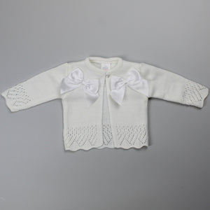 Baby Girls White Cardigan With Bows