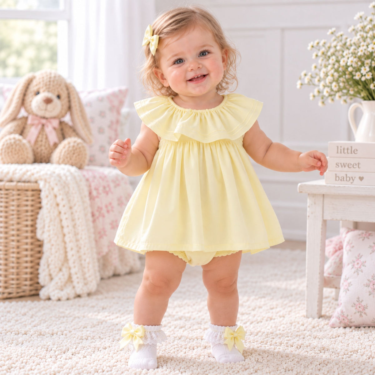 Lemon Baby Girls Dress & Knickers Set – Spanish Style