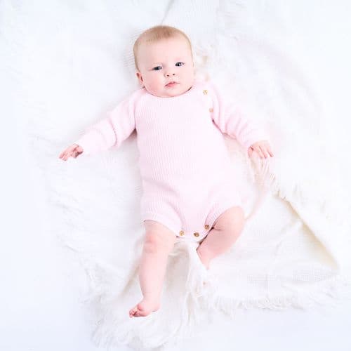 Baby Girls Pink Knitted Baby Romper – Dandelion