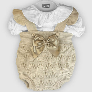 baby girls beige two piece romper pex