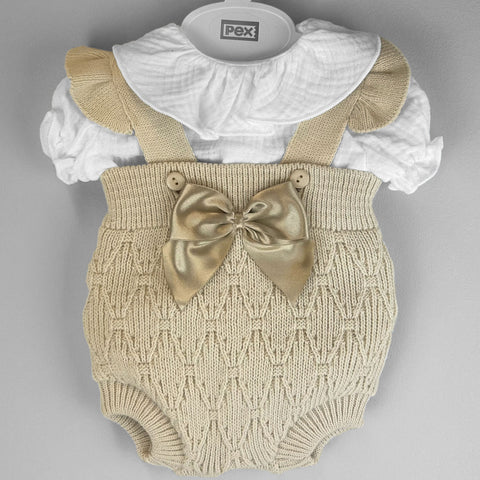 baby girls beige two piece romper pex
