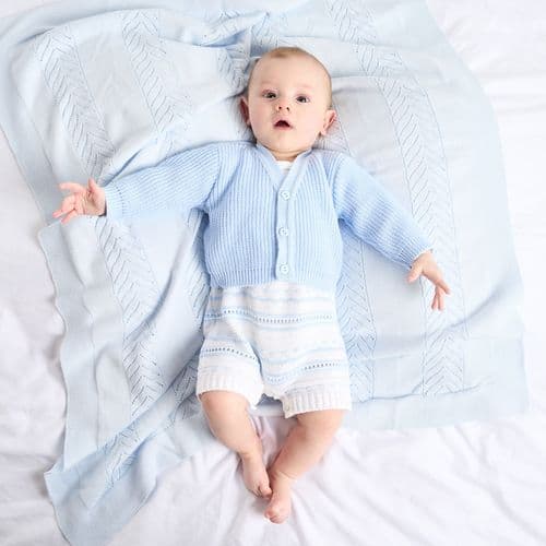Baby Boys Knitted Cardigan - Blue - Traditional Style